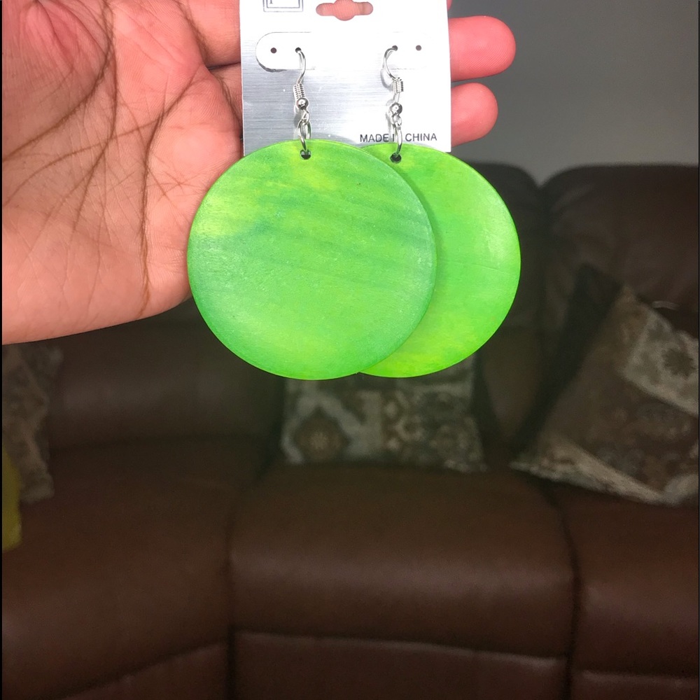 Green Wood Earrings